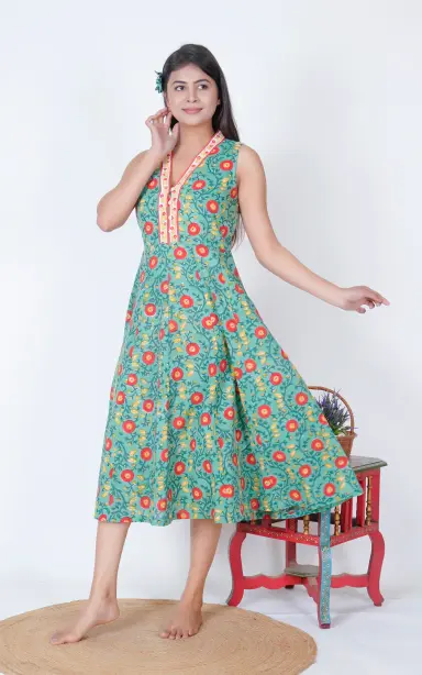 hand-block printed dress