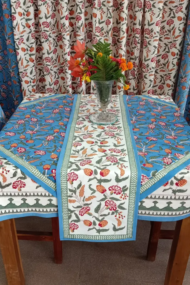 Buy Hand Block Printed canvas table runner Online in USA