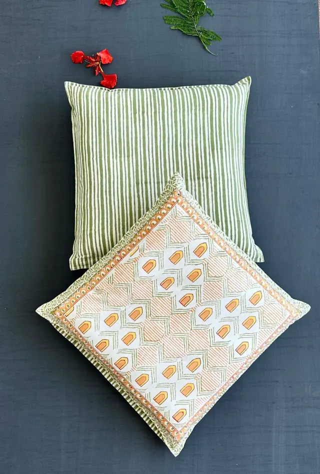 Buy Hand block printed cushion covers In India